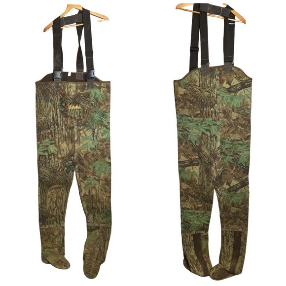 Vintage Cabelas Camouflage Neoprene & Nylon Jersey Chest Waders XXL Footed Realt - Picture 1 of 6